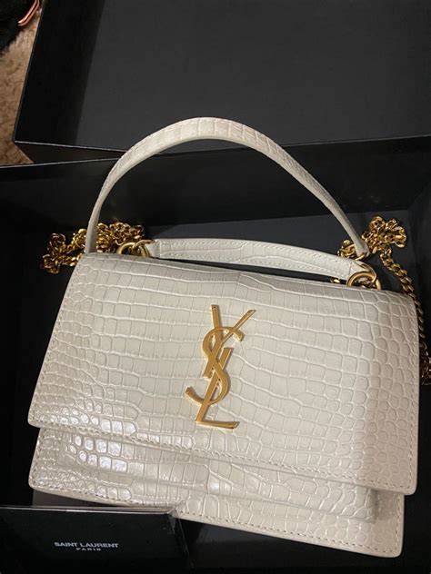 ysl sunset white croc|YSL sunset bag.